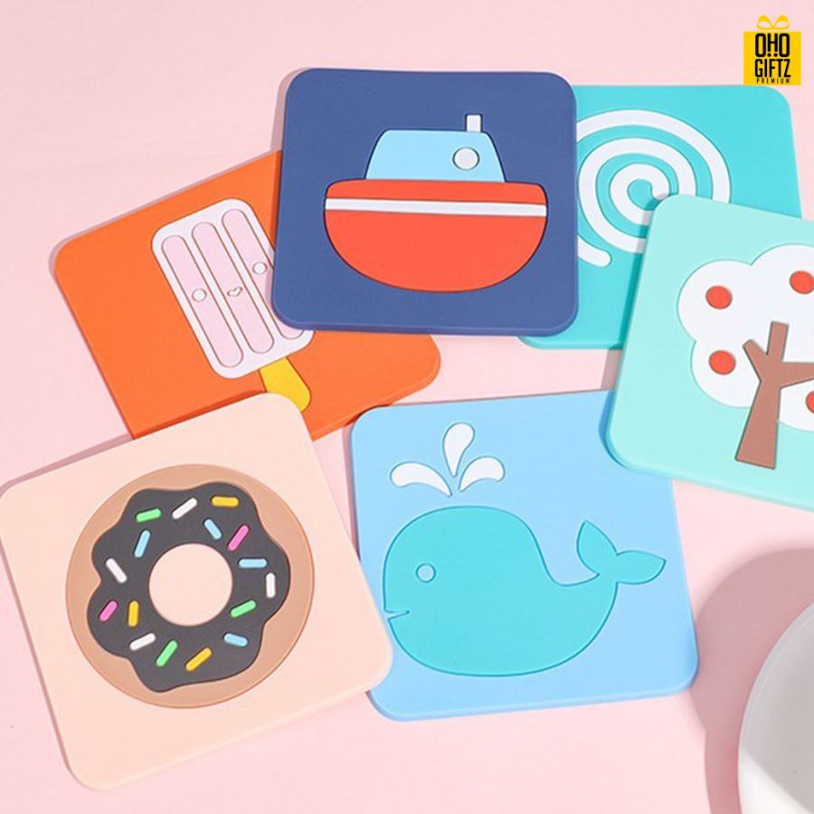 ที่รองแก้วยางหยอด ออกแบบได้ตามสั่ง สกรีนชื่อ, โลโก้, พิมพ์ภาพได้