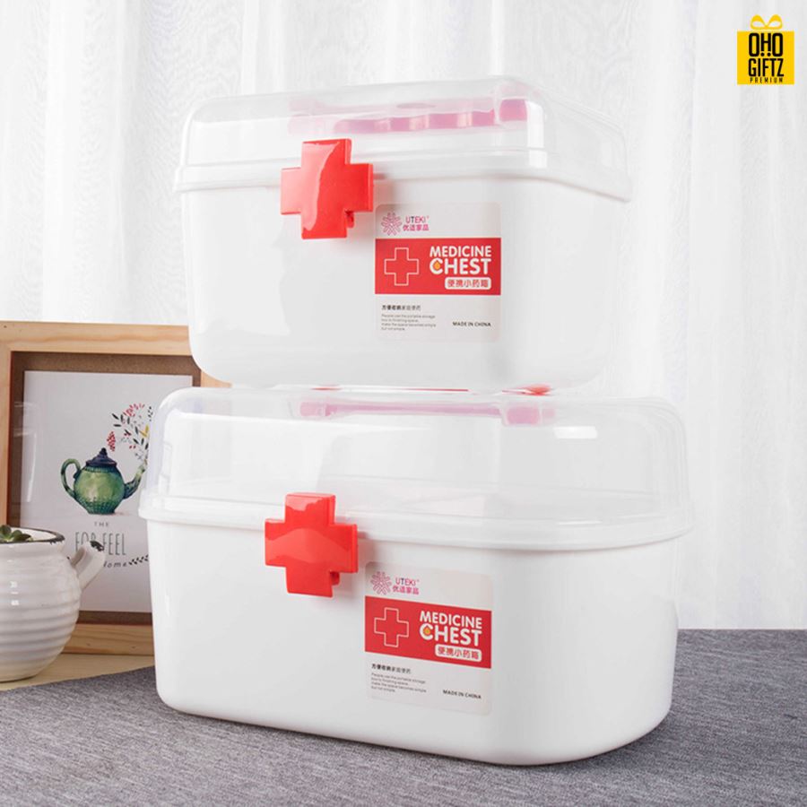 กล่องพลาสติกปฐมพยาบาล สกรีนชื่อ สกรีนโลโก้ ทำเป็นของพรีเมี่ยมได้ 