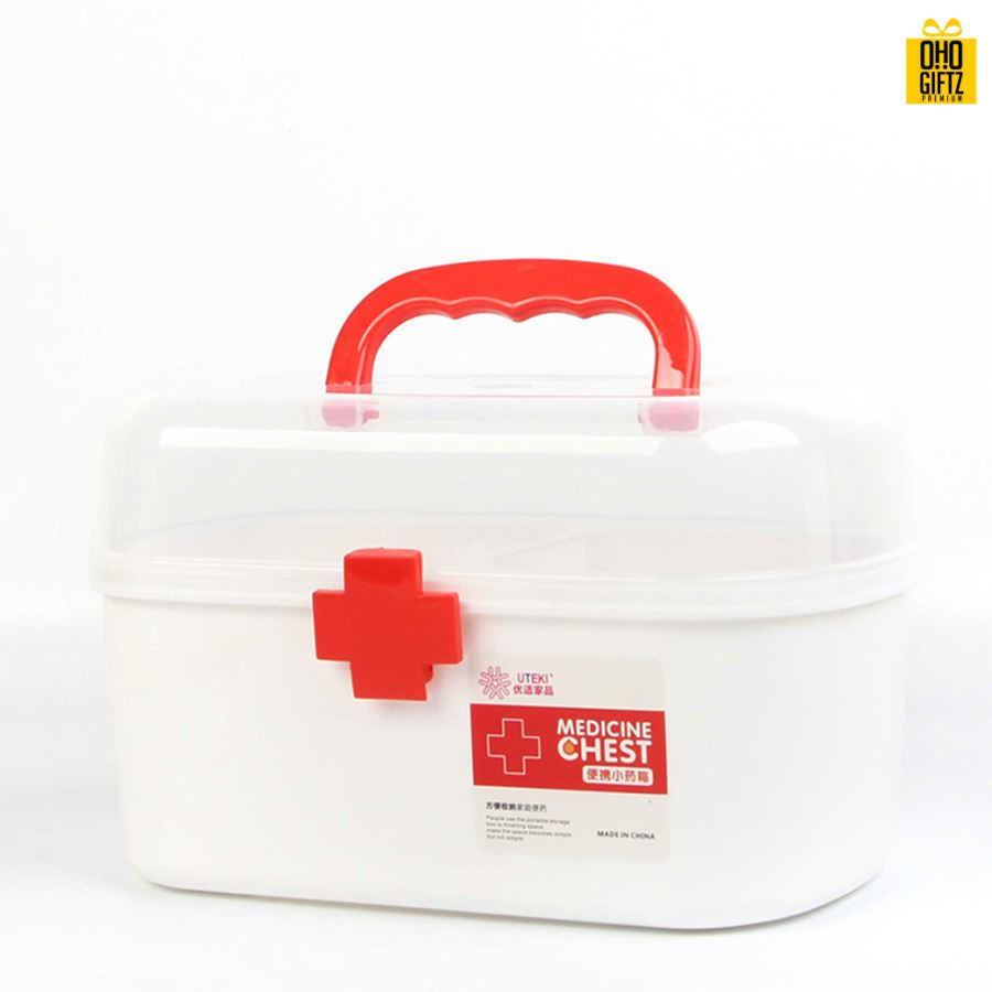 กล่องพลาสติกปฐมพยาบาล สกรีนชื่อ สกรีนโลโก้ ทำเป็นของพรีเมี่ยมได้ 