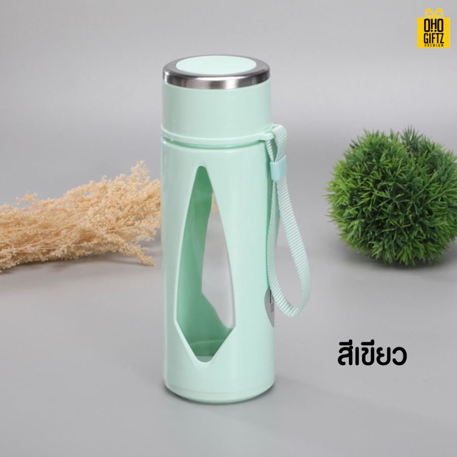 กระบอกแก้วมีหูหิ้ว สกรีนชื่อ เลเซอร์โลโก้ฟรี  ทำเป็นของพรีเมี่ยมได้