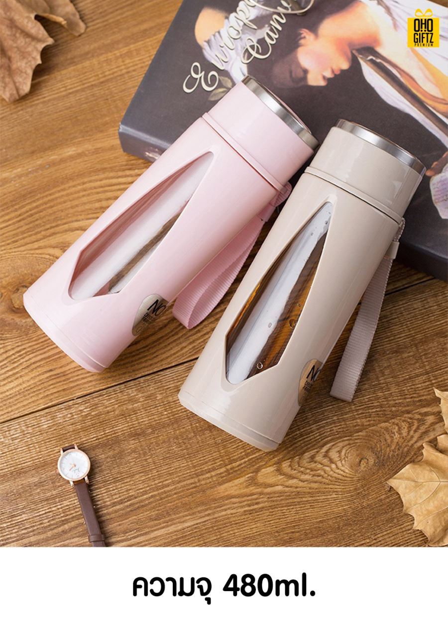 กระบอกแก้วมีหูหิ้ว สกรีนชื่อ เลเซอร์โลโก้ฟรี  ทำเป็นของพรีเมี่ยมได้