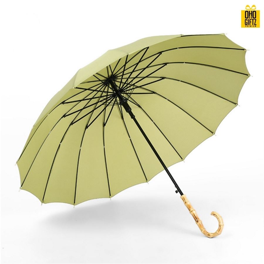 ร่มด้ามไม้ไผ่ สกรีนโลโก้ ทำเป็นสินค้าพรีเมี่ยม ของชำร่วย