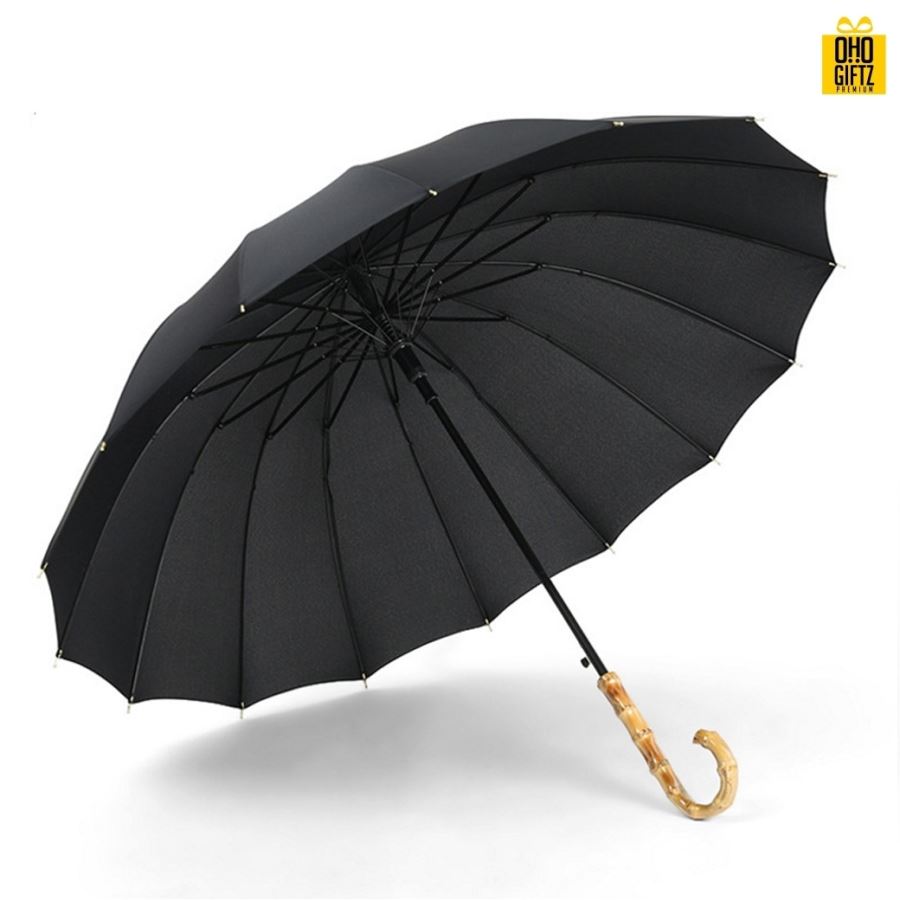 ร่มด้ามไม้ไผ่ สกรีนโลโก้ ทำเป็นสินค้าพรีเมี่ยม ของชำร่วย