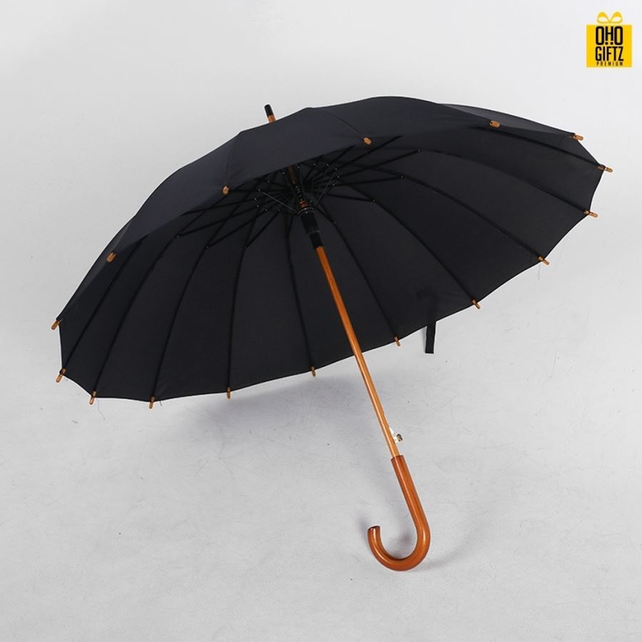 ร่มไม้อัตโนมัติสไตล์เรโทร สกรีนโลโก้ ทำเป็นสินค้าพรีเมี่ยม ของชำร่วย