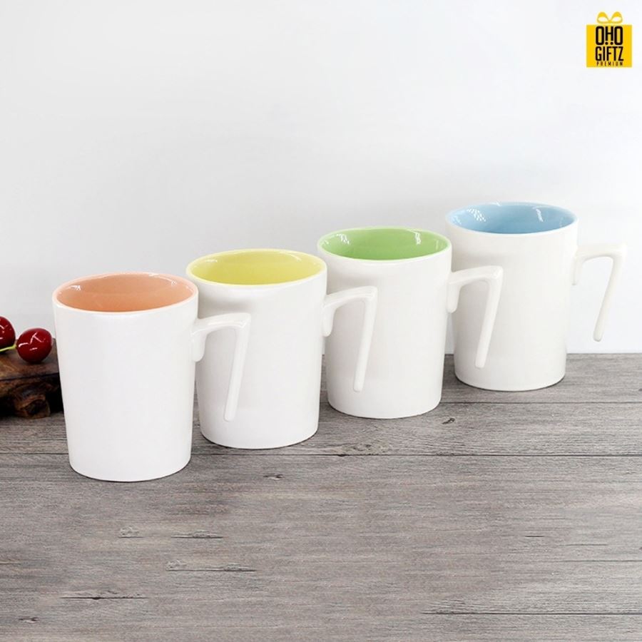 แก้วเซรามิกเคลือบสีภายใน สกรีนชื่อ สกรีนโลโก้ ทำเป็นของพรีเมี่ยมได้