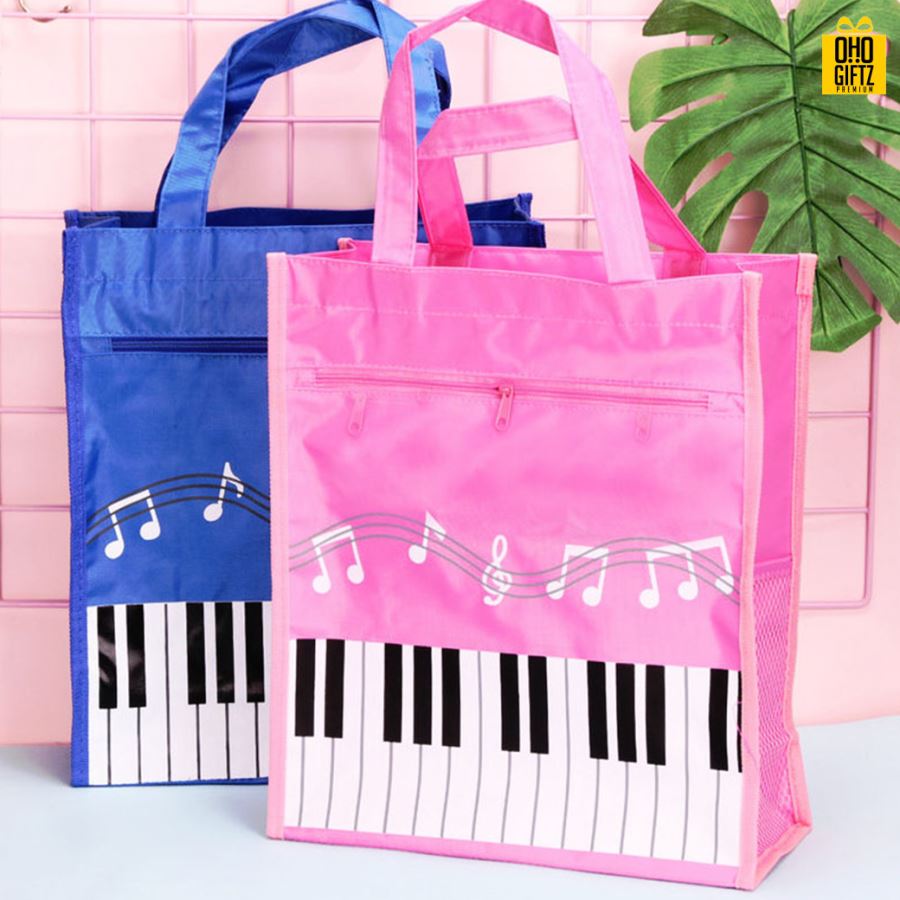 กระเป๋าใส่เอกสารลายโน้ตเปียโน สกรีนโลโก้ ทำเป็นของพรีเมี่ยม ของชำร่วยได้