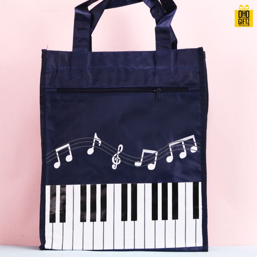 กระเป๋าใส่เอกสารลายโน้ตเปียโน สกรีนโลโก้ ทำเป็นของพรีเมี่ยม ของชำร่วยได้