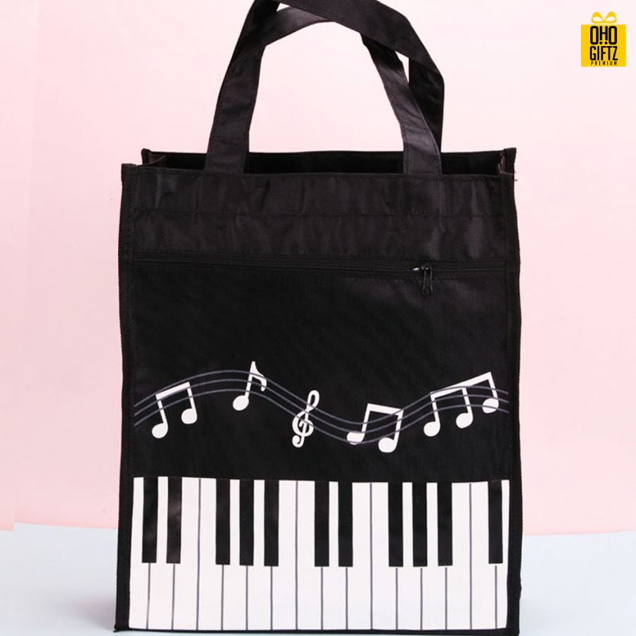กระเป๋าใส่เอกสารลายโน้ตเปียโน สกรีนโลโก้ ทำเป็นของพรีเมี่ยม ของชำร่วยได้