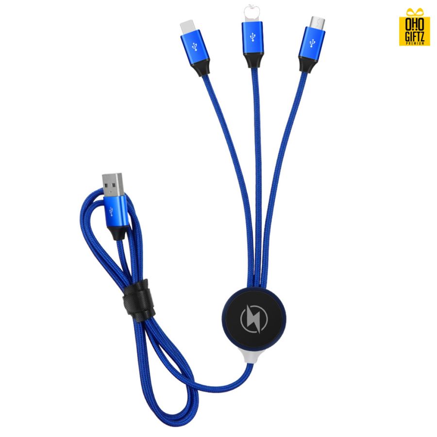 สายชาร์จำฟLED 3in1  สกรีนชื่อ,โลโก้ ทำเป็นของพรีเมี่ยมได้