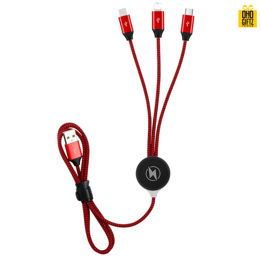 สายชาร์จำฟLED 3in1  สกรีนชื่อ,โลโก้ ทำเป็นของพรีเมี่ยมได้