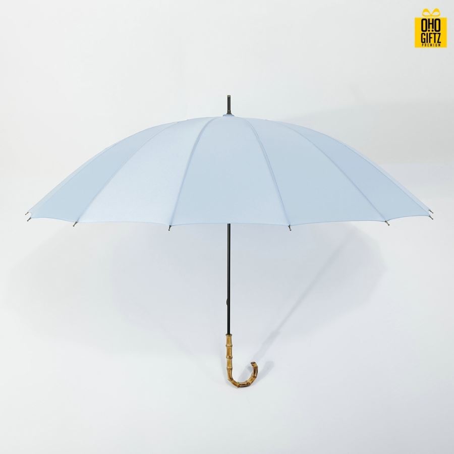 ร่มด้ามไม้ไผ่สไตล์วินเทจ สกรีนโลโก้ ทำเป็นสินค้าพรีเมี่ยม ของชำร่วย