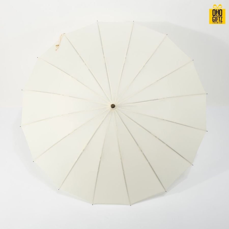 ร่มด้ามไม้ไผ่สไตล์วินเทจ สกรีนโลโก้ ทำเป็นสินค้าพรีเมี่ยม ของชำร่วย