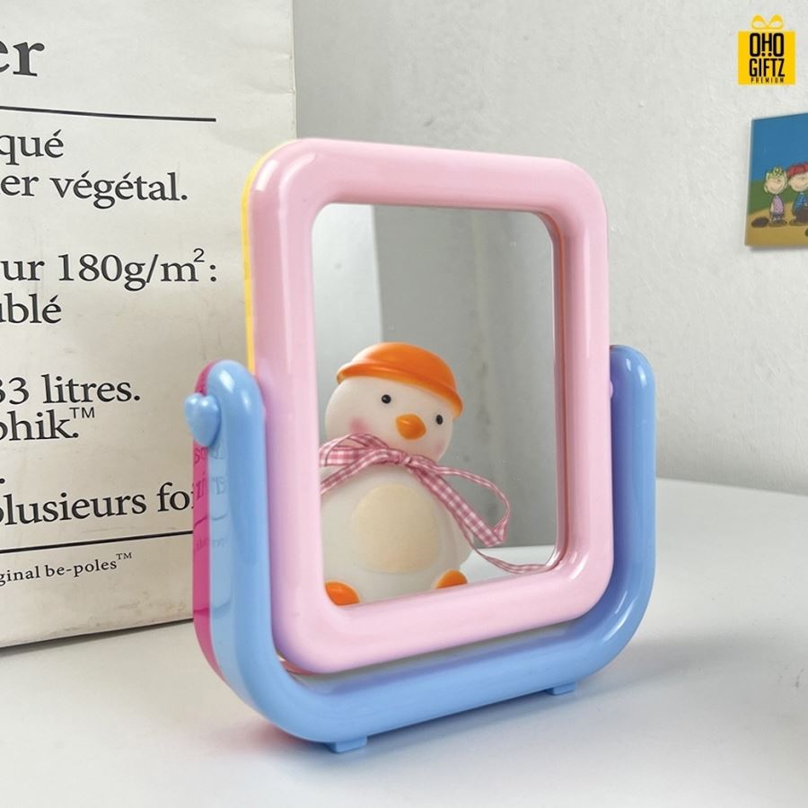 กระจกแต่งหน้าตั้งโต๊ะแบบมินิ สกรีนชื่อ สกรีนโลโก้  ทำเป็นของพรีเมี่ยมได้