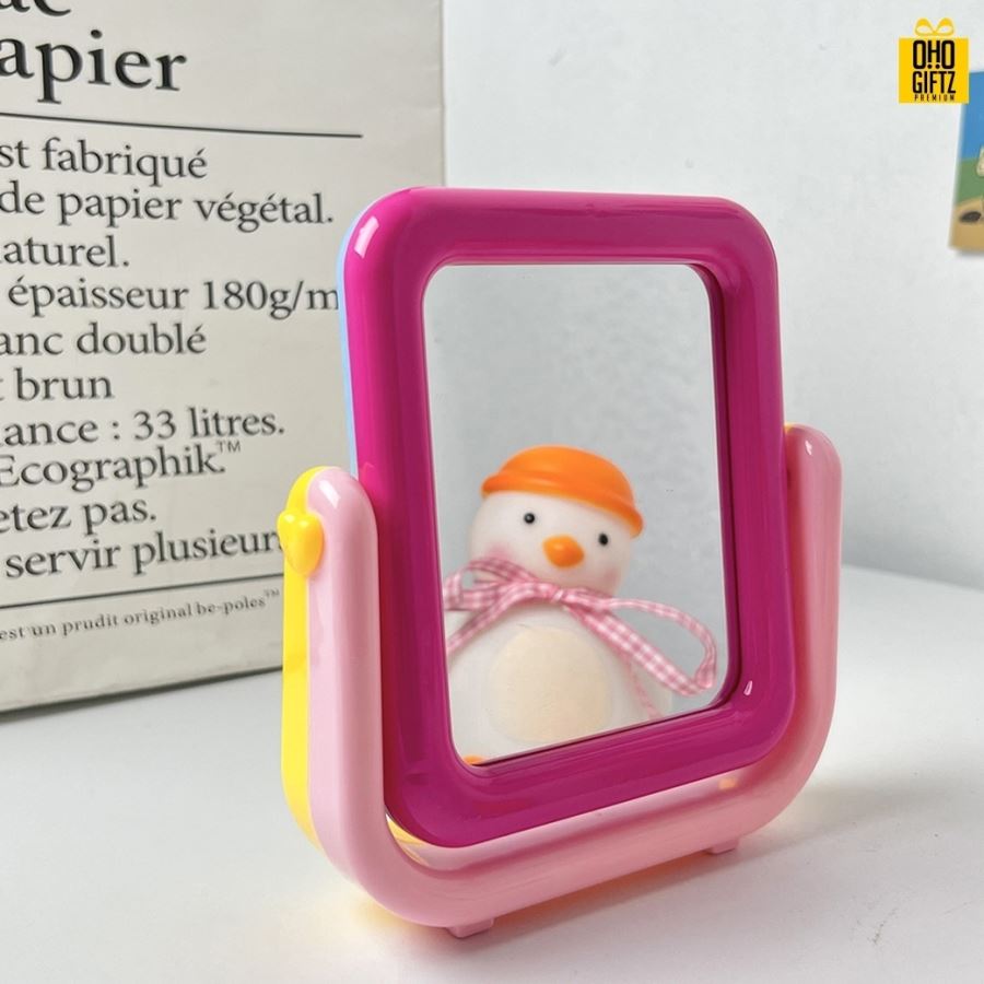 กระจกแต่งหน้าตั้งโต๊ะแบบมินิ สกรีนชื่อ สกรีนโลโก้  ทำเป็นของพรีเมี่ยมได้