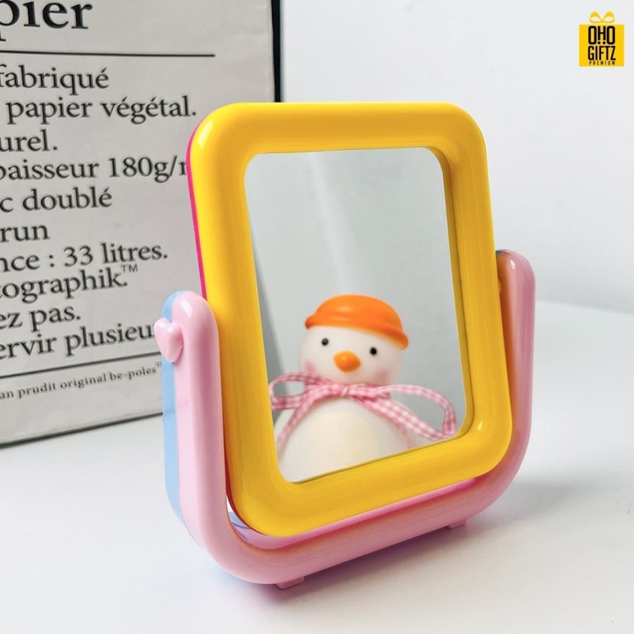 กระจกแต่งหน้าตั้งโต๊ะแบบมินิ สกรีนชื่อ สกรีนโลโก้  ทำเป็นของพรีเมี่ยมได้