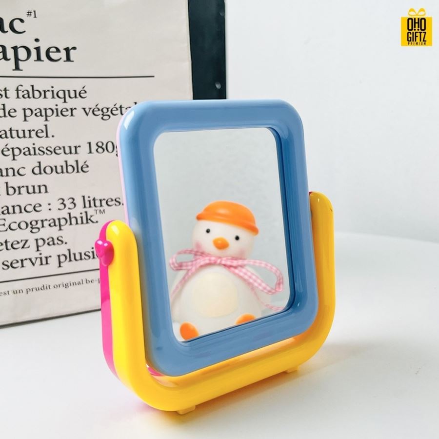 กระจกแต่งหน้าตั้งโต๊ะแบบมินิ สกรีนชื่อ สกรีนโลโก้  ทำเป็นของพรีเมี่ยมได้