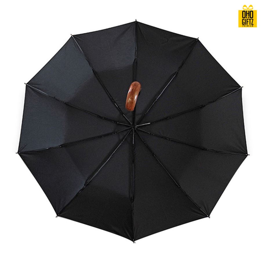 ร่มอัตโนมัติด้ามจับไม้วินเทจ  สกรีนโลโก้ ทำเป็นสินค้าพรีเมี่ยม ของชำร่วย