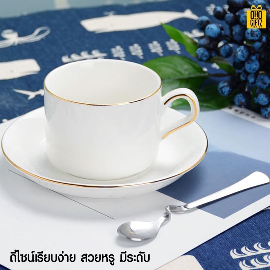 ถ้วยกาแฟเซรามิก สกรีนชื่อ สกรีนโลโก้ ทำเป็นของพรีเมี่ยมได้