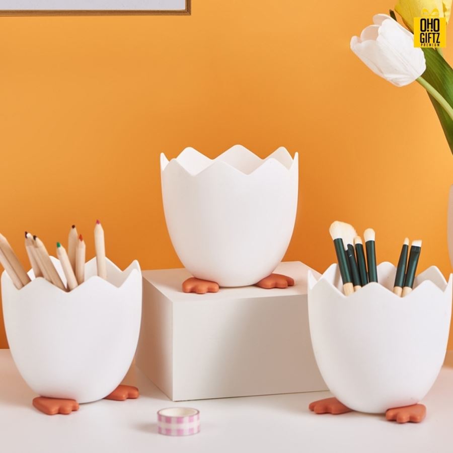 กล่องใส่ปากกาทรงเปลือกไข่ สกรีนโลโก้ ทำเป็นของพรีเมี่ยม ของชำร่วย