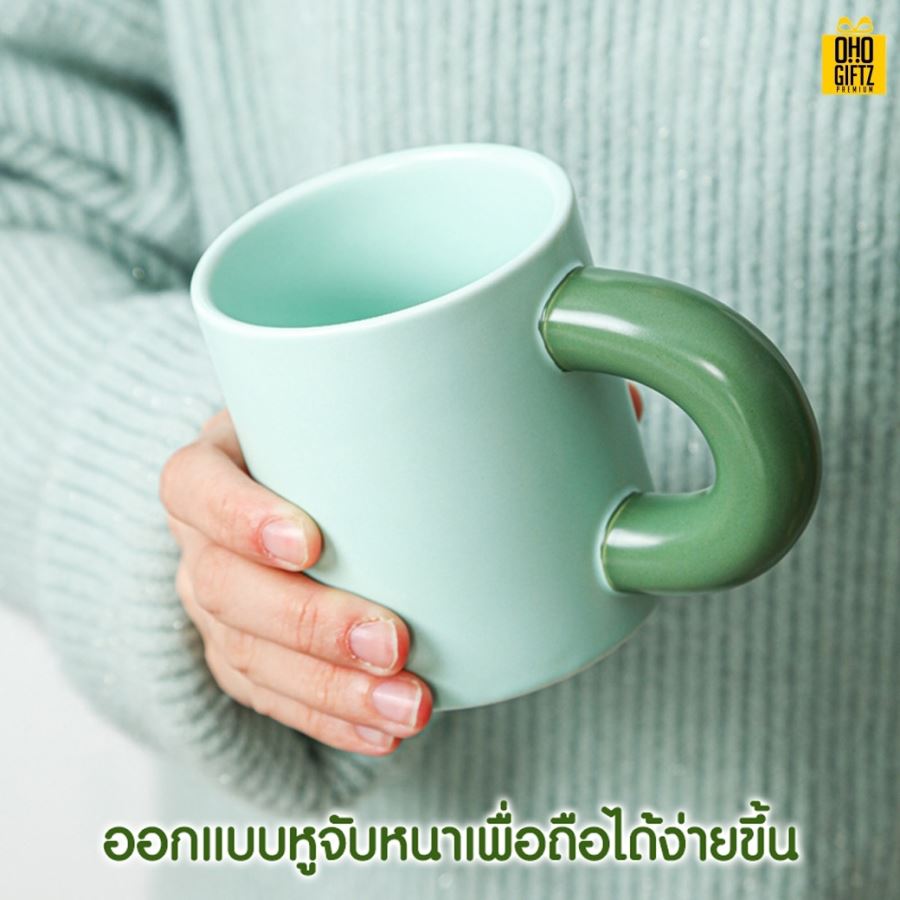 แก้วเซรามิกหูจับหนา สกรีนชื่อ สกรีนโลโก้ ทำเป็นของพรีเมี่ยมได้