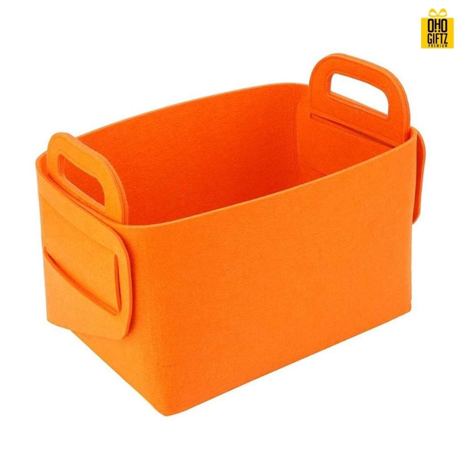 ตะกร้าเก็บของผ้าสักหลาด สกรีนโลโก้ ทำเป็นของพรีเมี่ยม 