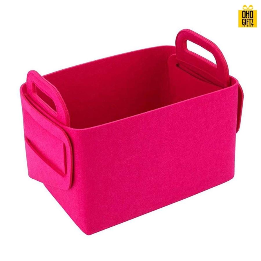 ตะกร้าเก็บของผ้าสักหลาด สกรีนโลโก้ ทำเป็นของพรีเมี่ยม 