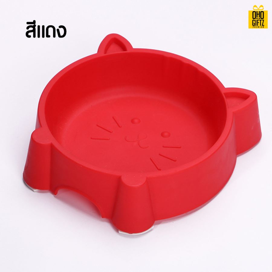 ชามอาหารสัตว์เลี้ยงหน้าแมว สกรีนโลโก้ ทำเป็นของพรีเมี่ยม
