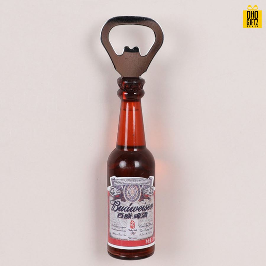 ที่เปิดขวดติดตู้เย็นทรงขวดเบียร์ ติดสติ๊กเกอร์ไม่จำกัดสี สกรีนโลโก้  ทำเป็นของพรีเมี่ยม