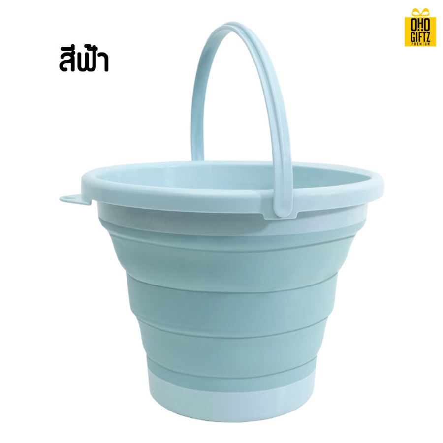 ถังซิลิโคนพับได้ สกรีนโลโก้ ทำเป็นของพรีเมี่ยม ของชำร่วยได้