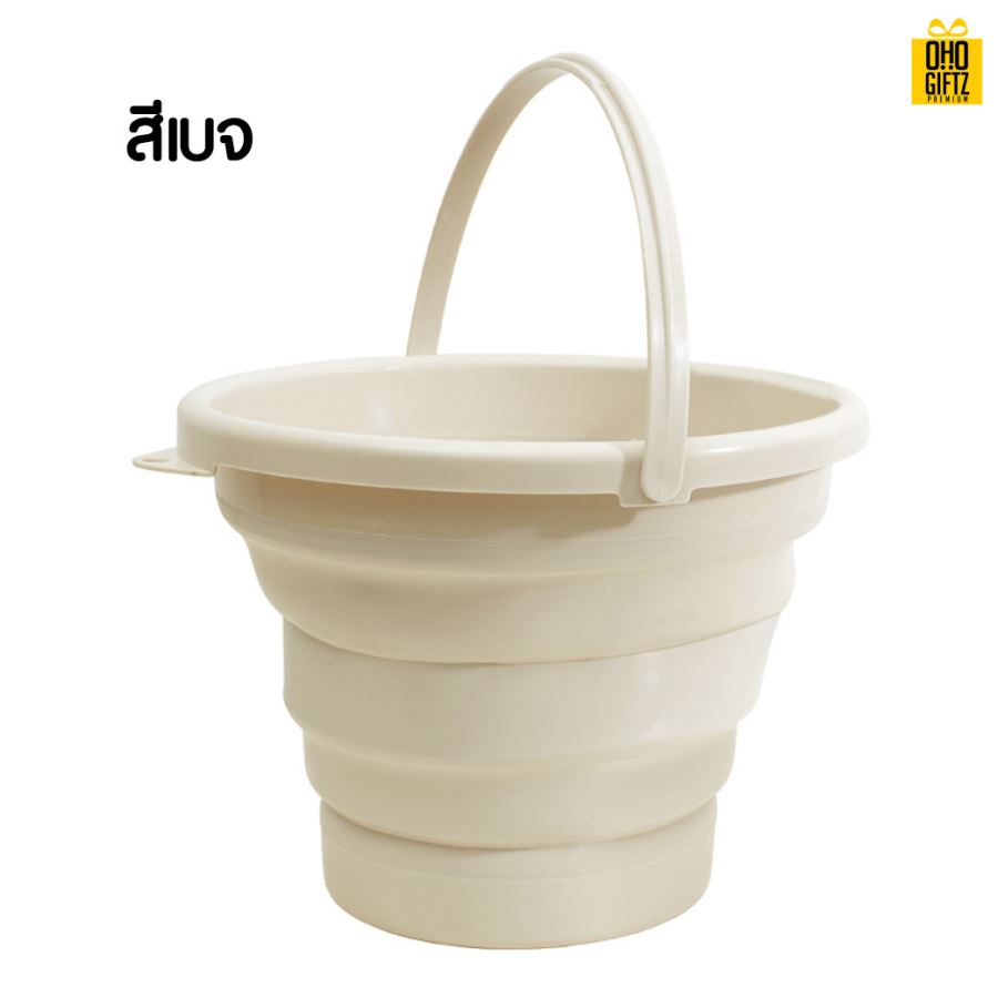 ถังซิลิโคนพับได้ สกรีนโลโก้ ทำเป็นของพรีเมี่ยม ของชำร่วยได้