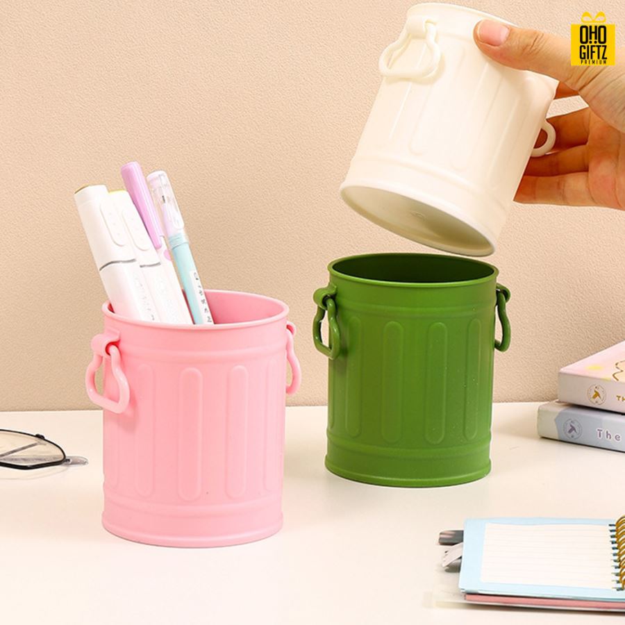 ถังพลาสติกใส่ปากกา สกรีนโลโก้ ทำเป็นของพรีเมี่ยม ของชำร่วย