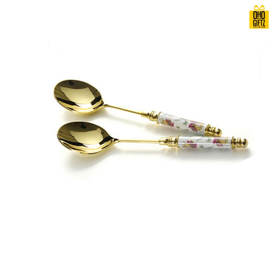 เซ็ตช้อนส้อมสแตนเลส พิมพ์สติกเกอร์ชื่อฟรี ทำเป็นของพรีเมี่ยม ของชำร่วยงานเเต่งงานได้