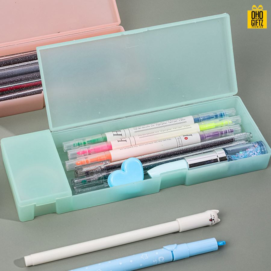 กล่องใส่เครื่องเขียนพลาสติก สกรีนโลโก้ ทำเป็นของพรีเมี่ยม ของชำร่วย