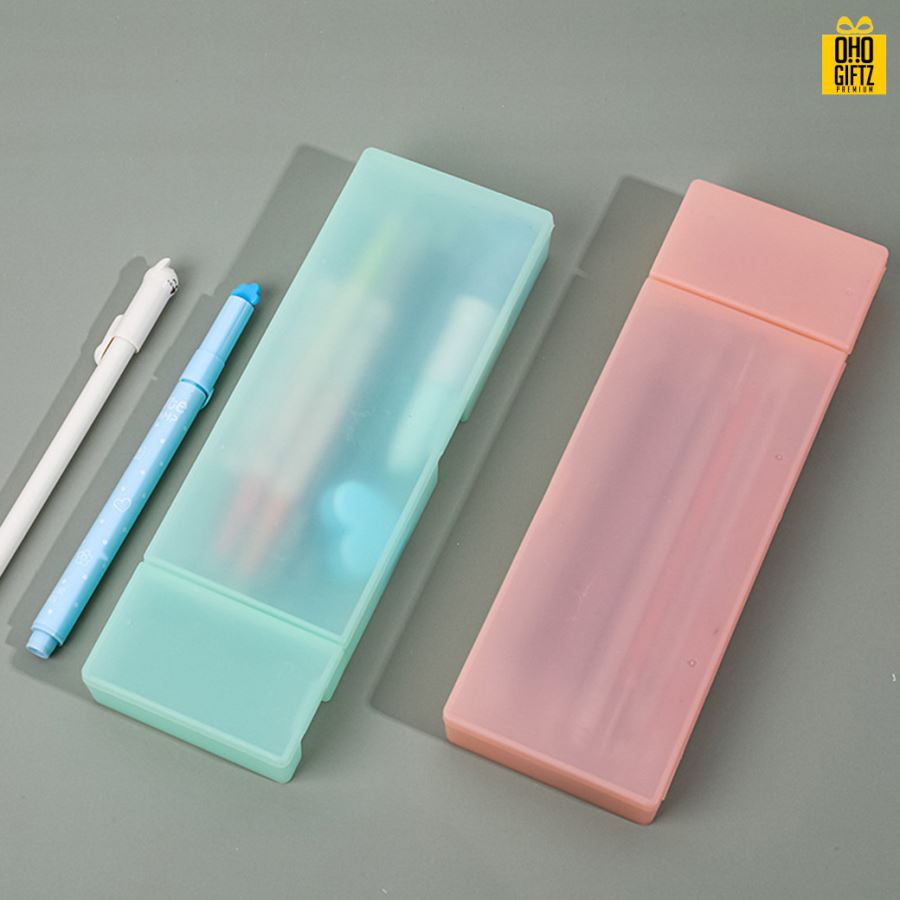 กล่องใส่เครื่องเขียนพลาสติก สกรีนโลโก้ ทำเป็นของพรีเมี่ยม ของชำร่วย