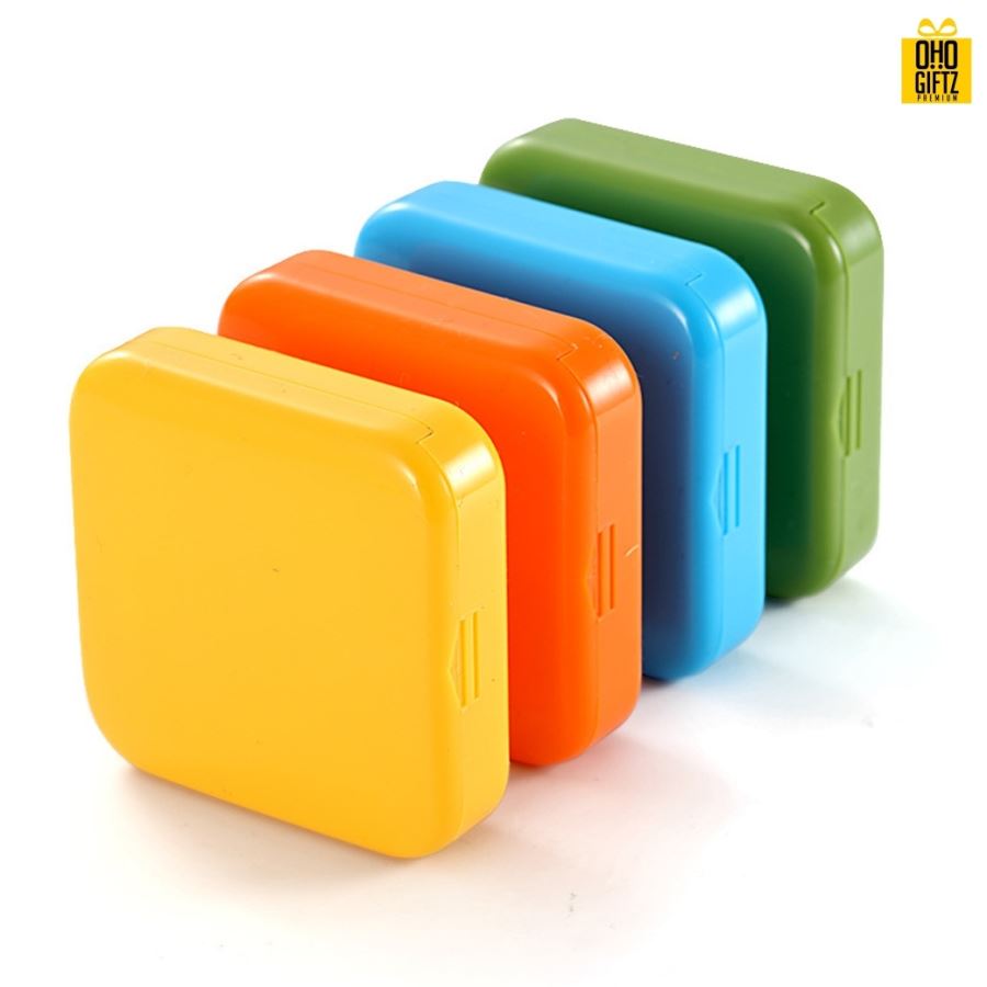 กล่องเก็บยาพลาสติก 2 ช่อง สกรีนชื่อ สกรีนโลโก้ ทำเป็นของพรีเมี่ยมได้