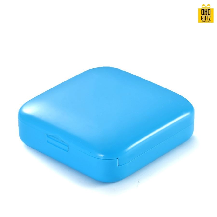 กล่องเก็บยาพลาสติก 2 ช่อง สกรีนชื่อ สกรีนโลโก้ ทำเป็นของพรีเมี่ยมได้