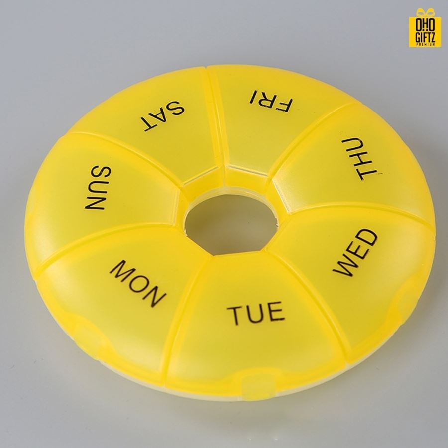 กล่องเก็บยาพลาสติก 7 วัน สกรีนชื่อ สกรีนโลโก้ ทำเป็นของพรีเมี่ยมได้