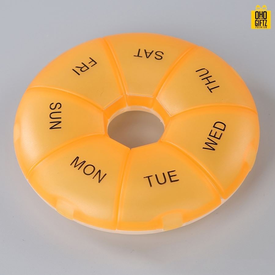 กล่องเก็บยาพลาสติก 7 วัน สกรีนชื่อ สกรีนโลโก้ ทำเป็นของพรีเมี่ยมได้