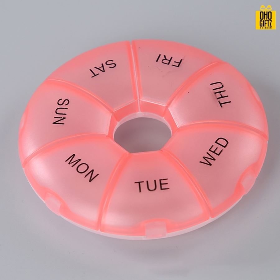 กล่องเก็บยาพลาสติก 7 วัน สกรีนชื่อ สกรีนโลโก้ ทำเป็นของพรีเมี่ยมได้