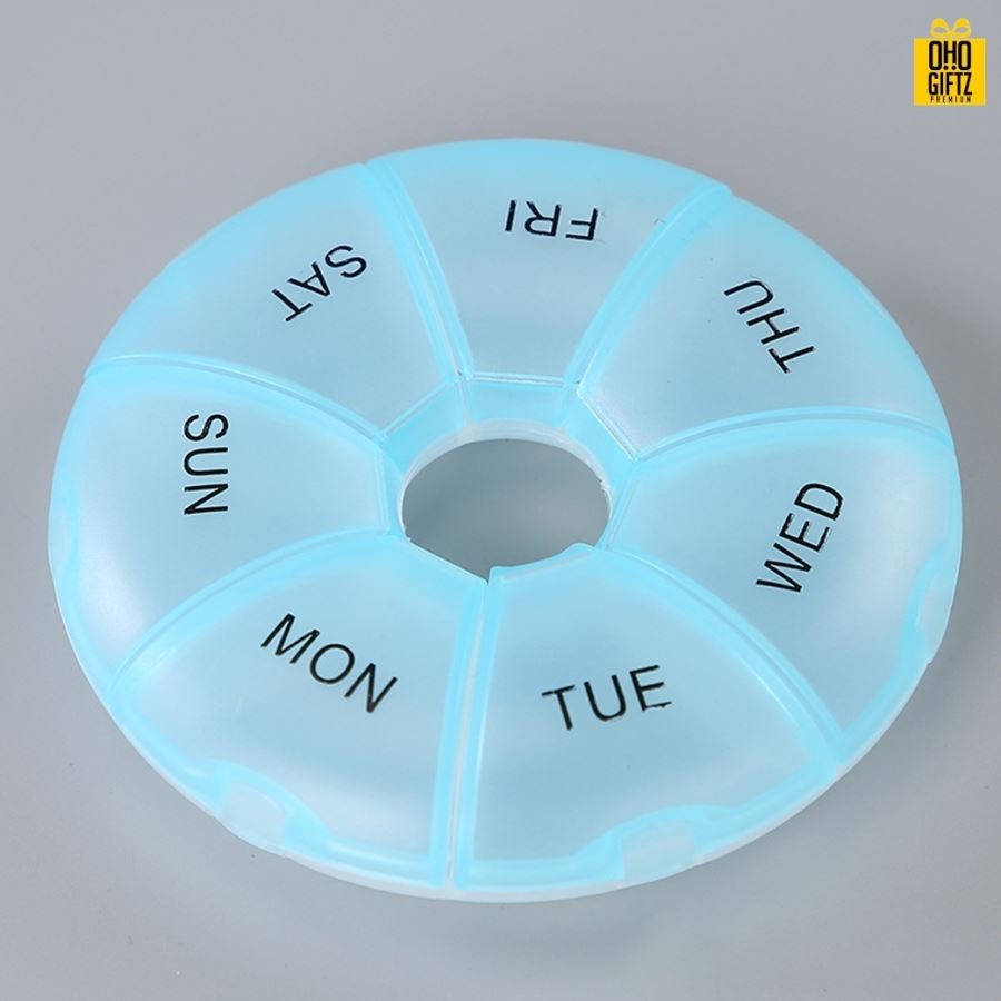 กล่องเก็บยาพลาสติก 7 วัน สกรีนชื่อ สกรีนโลโก้ ทำเป็นของพรีเมี่ยมได้