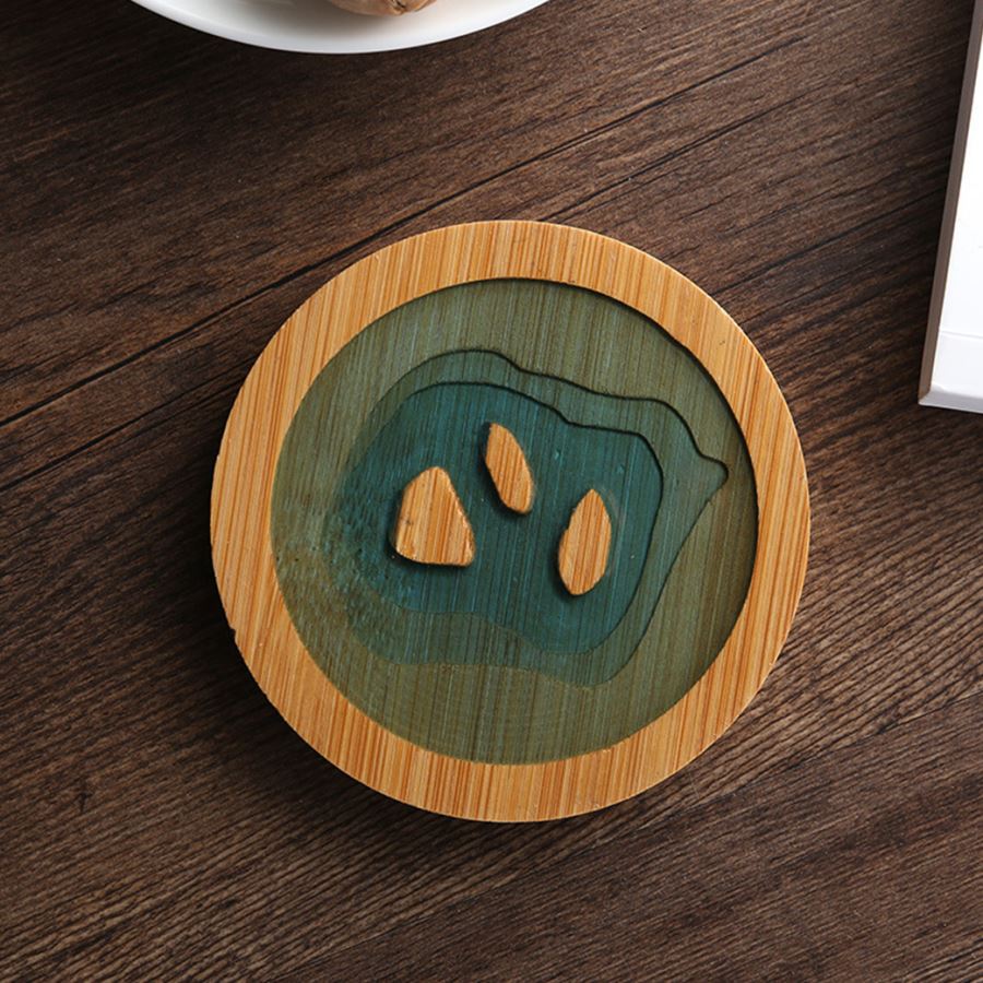 ที่รองแก้วไม้ไผ่ลายทะเลสาบ สกรีนชื่อ, โลโก้, พิมพ์ภาพได้