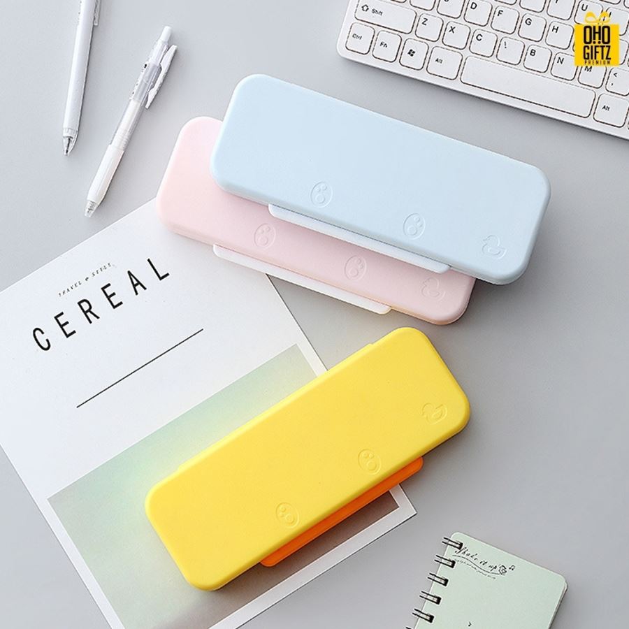 กล่องใส่เครื่องเขียนสองชั้น สกรีนโลโก้ ทำเป็นของพรีเมี่ยม ของชำร่วย