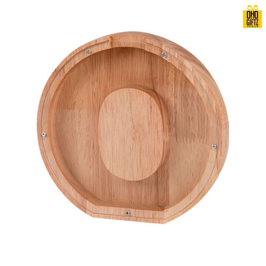 กระปุกออมสินไม้ สกรีนโลโก้ ทำเป็นของพรีเมี่ยม ของชำร่วยได้