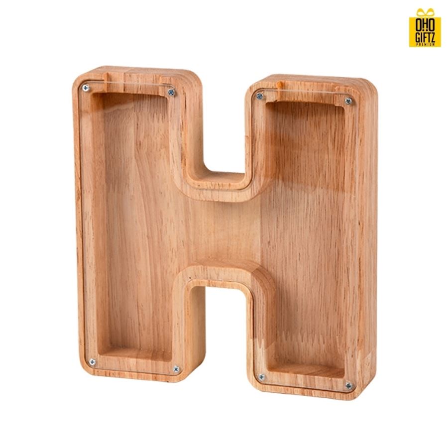 กระปุกออมสินไม้ สกรีนโลโก้ ทำเป็นของพรีเมี่ยม ของชำร่วยได้