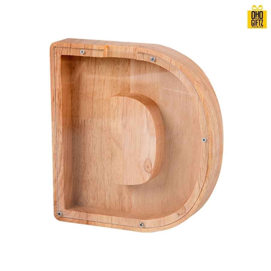 กระปุกออมสินไม้ สกรีนโลโก้ ทำเป็นของพรีเมี่ยม ของชำร่วยได้