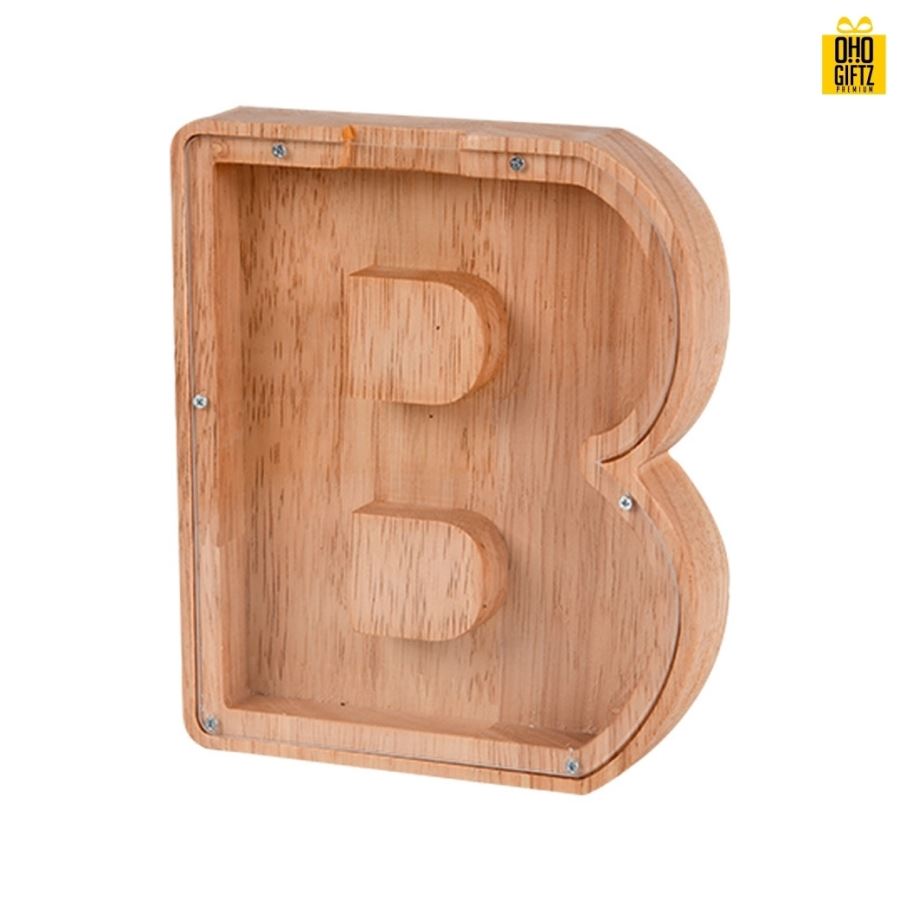 กระปุกออมสินไม้ สกรีนโลโก้ ทำเป็นของพรีเมี่ยม ของชำร่วยได้