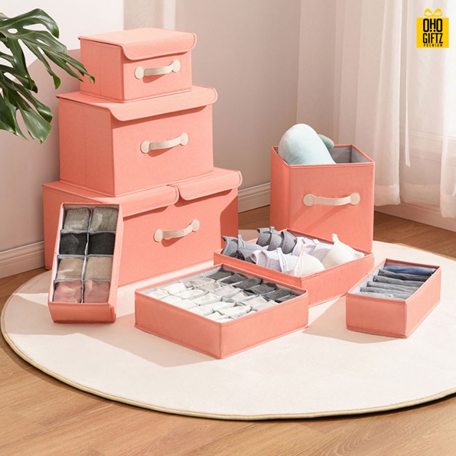 กล่องเก็บของผ้าฝ้ายลินิน สกรีนโลโก้ ทำเป็นของพรีเมี่ยม ของชำร่วยได้