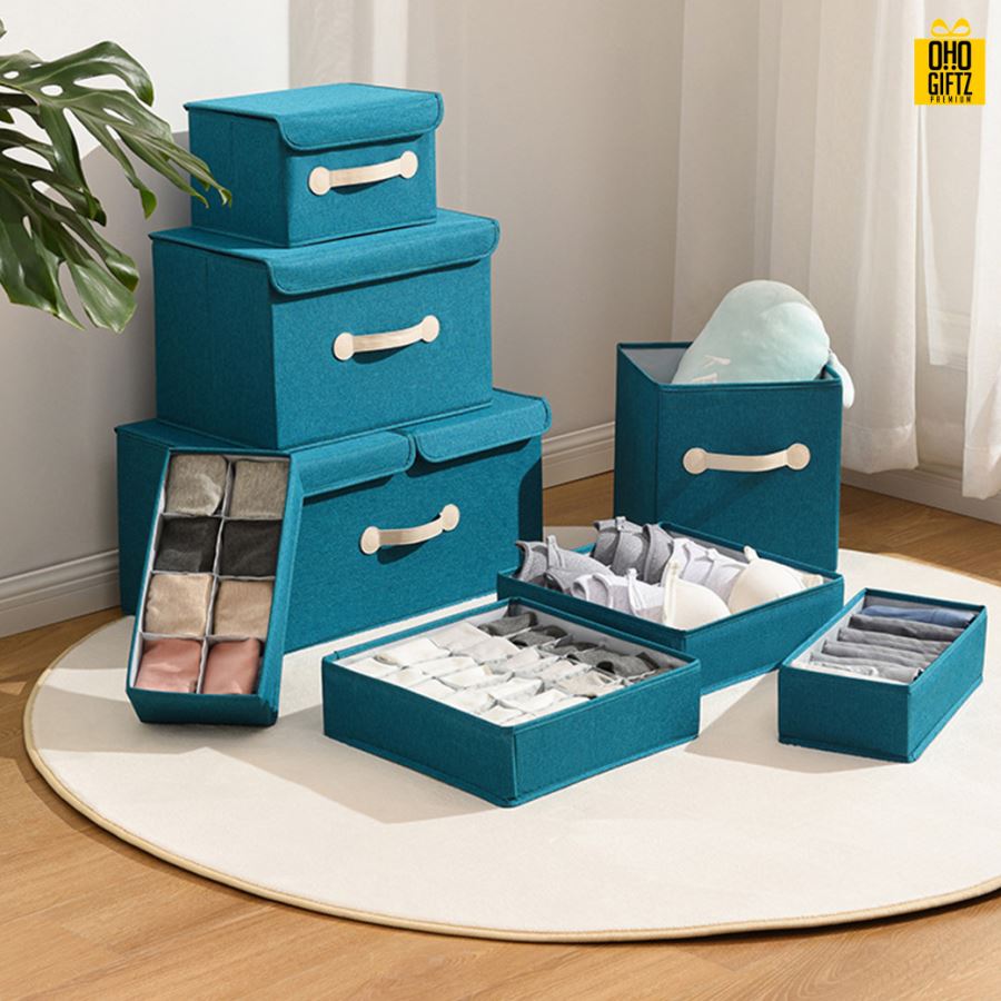 กล่องเก็บของผ้าฝ้ายลินิน สกรีนโลโก้ ทำเป็นของพรีเมี่ยม ของชำร่วยได้