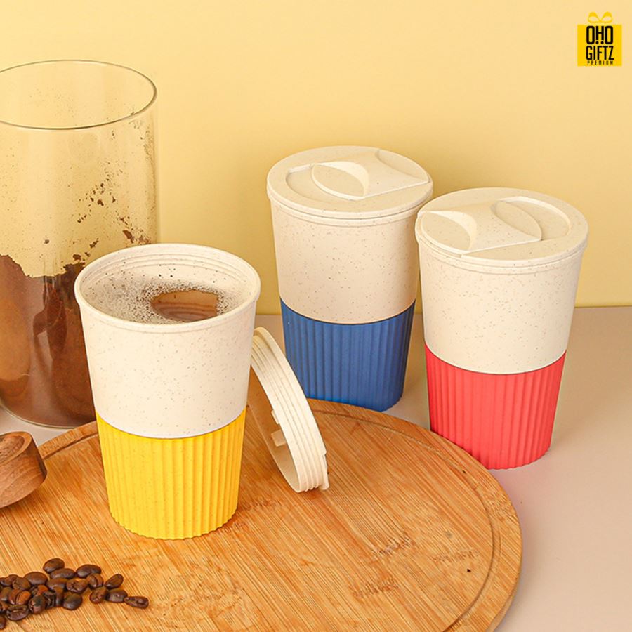 แก้วกาแฟฟางข้าวสาลี สกรีนโลโก้ ทำเป็นของพรีเมี่ยมได้