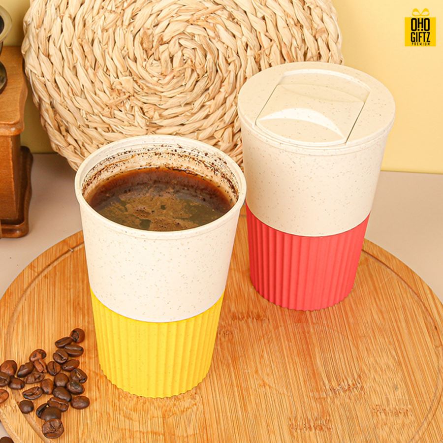 แก้วกาแฟฟางข้าวสาลี สกรีนโลโก้ ทำเป็นของพรีเมี่ยมได้